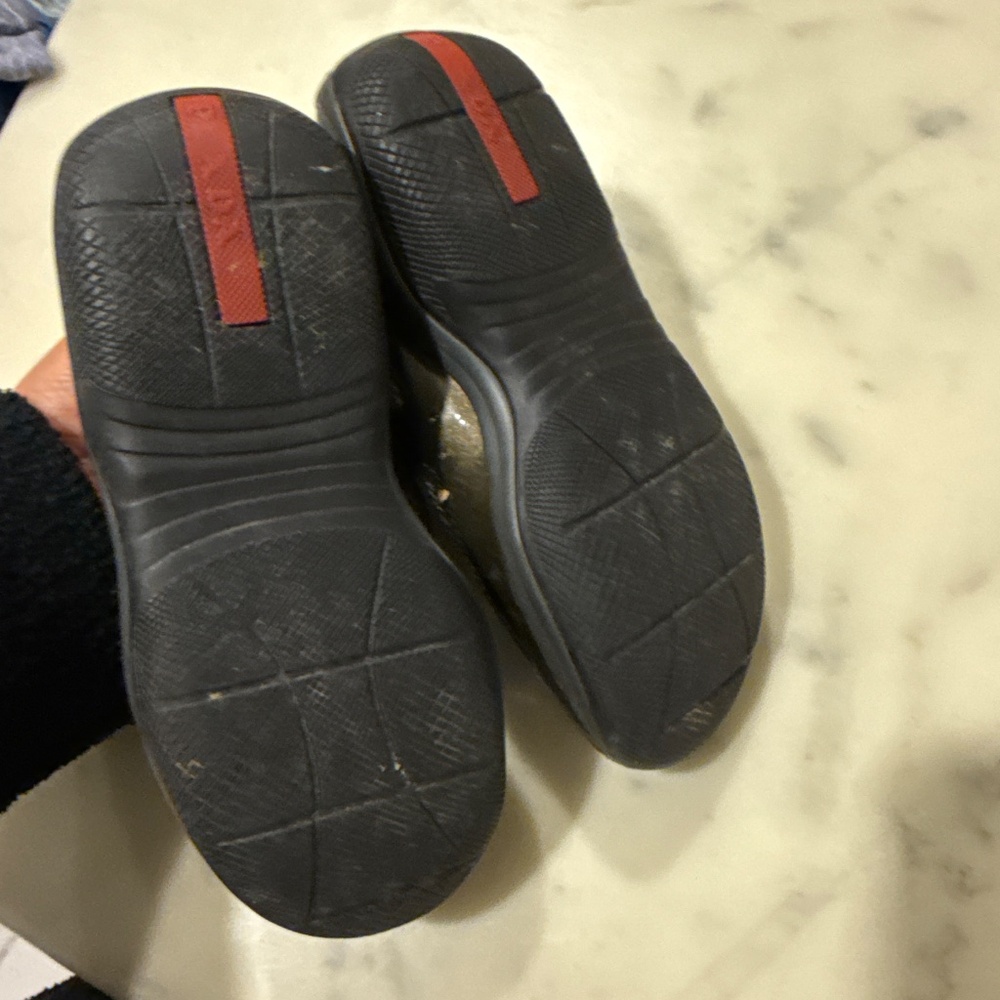 Prada Kids Olive Green and Gray Sneakers - Picture 4 of 6